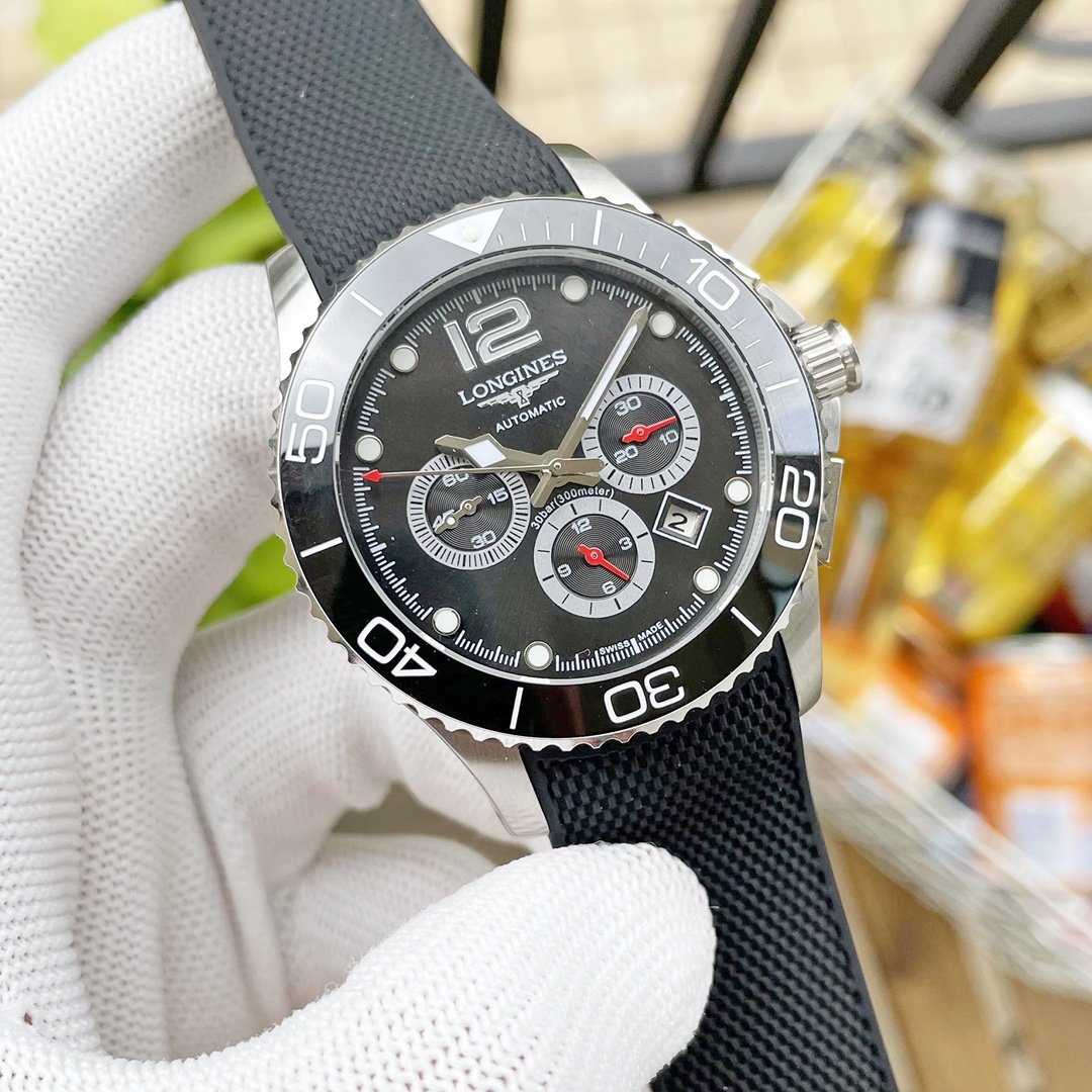 HYDRO CONQUEST CHRONOGRAPH STAINLESS STEEL RUBBER STRAP