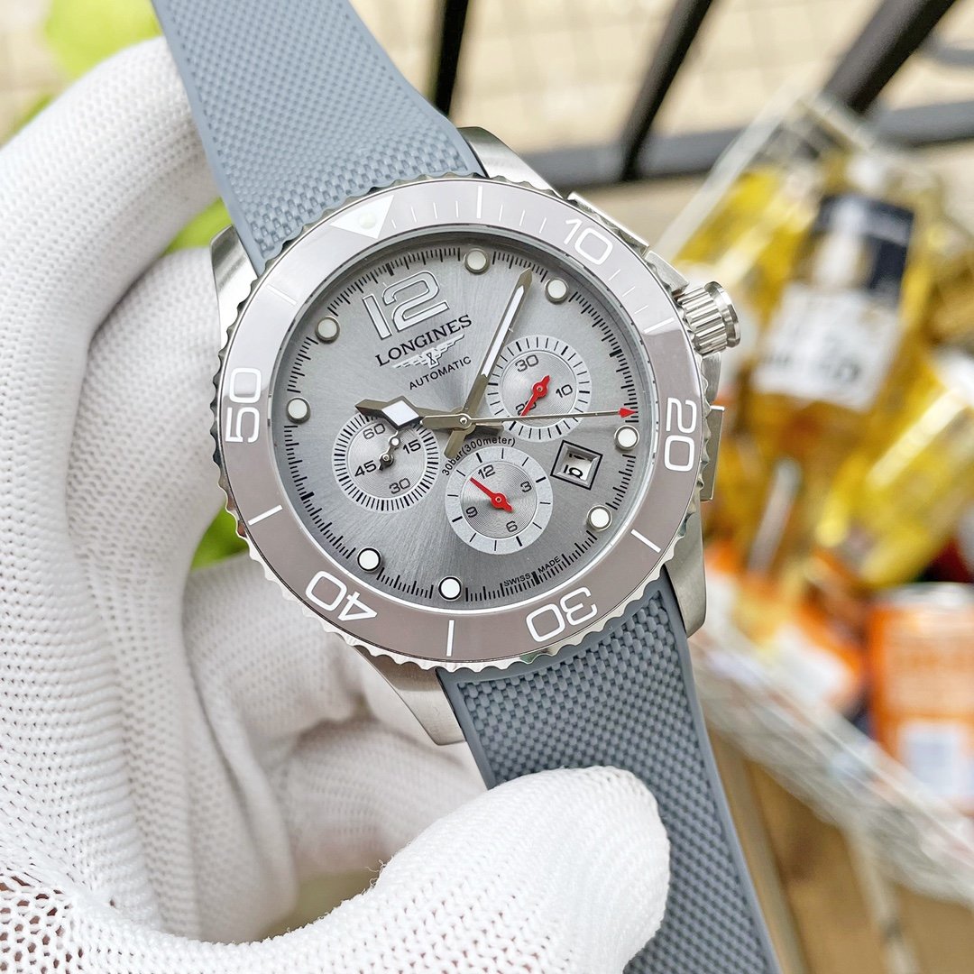 HYDRO CONQUEST CHRONOGRAPH STAINLESS STEEL RUBBER STRAP
