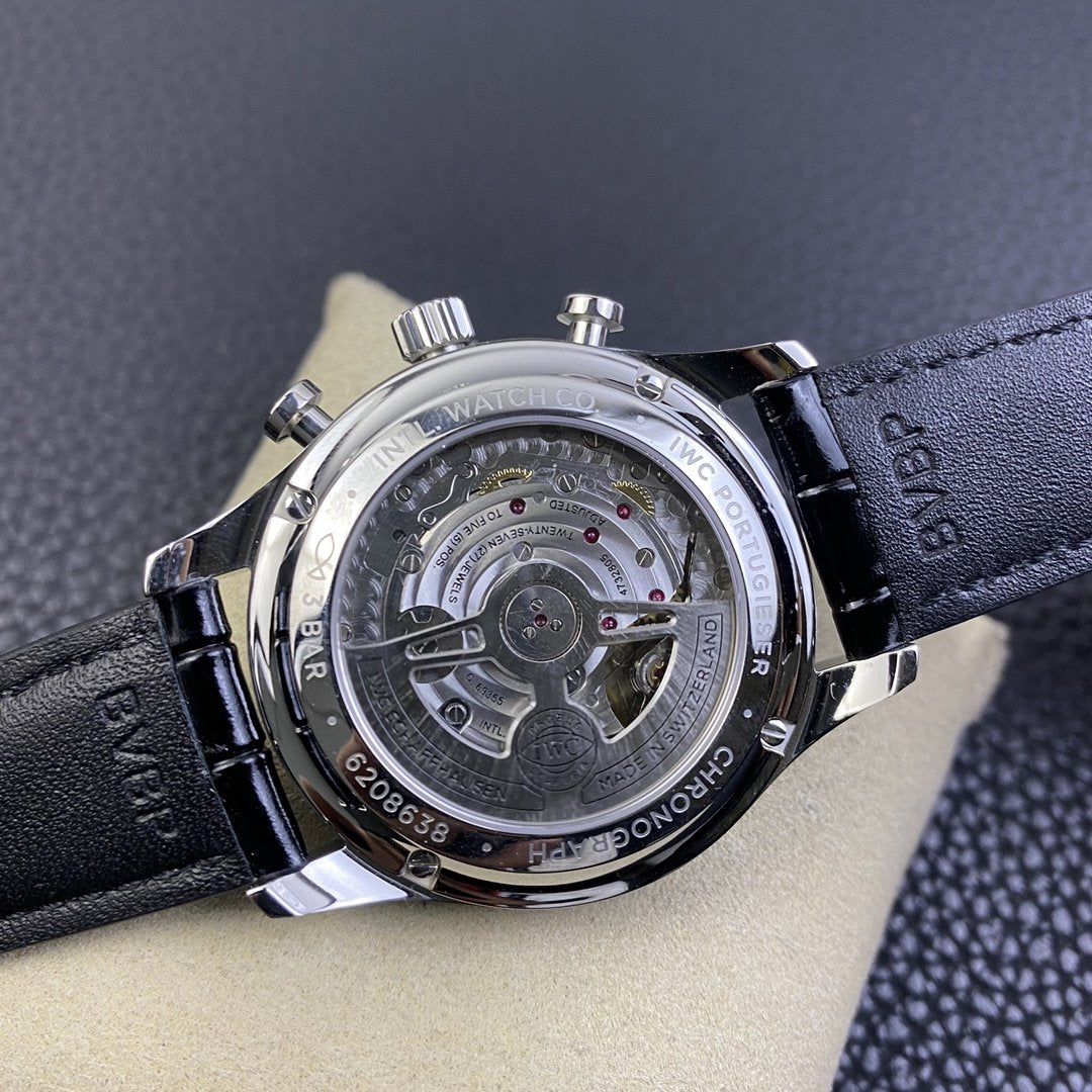 PORTUGIESER CHRONOGRAPH STEEL CASE GREEN DIAL
