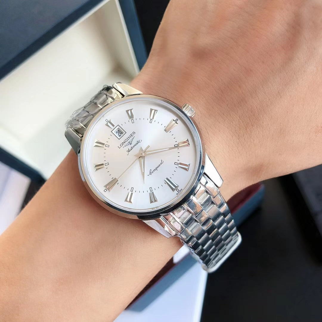 CONQUEST STAINLESS STEEL WHITE DIAL