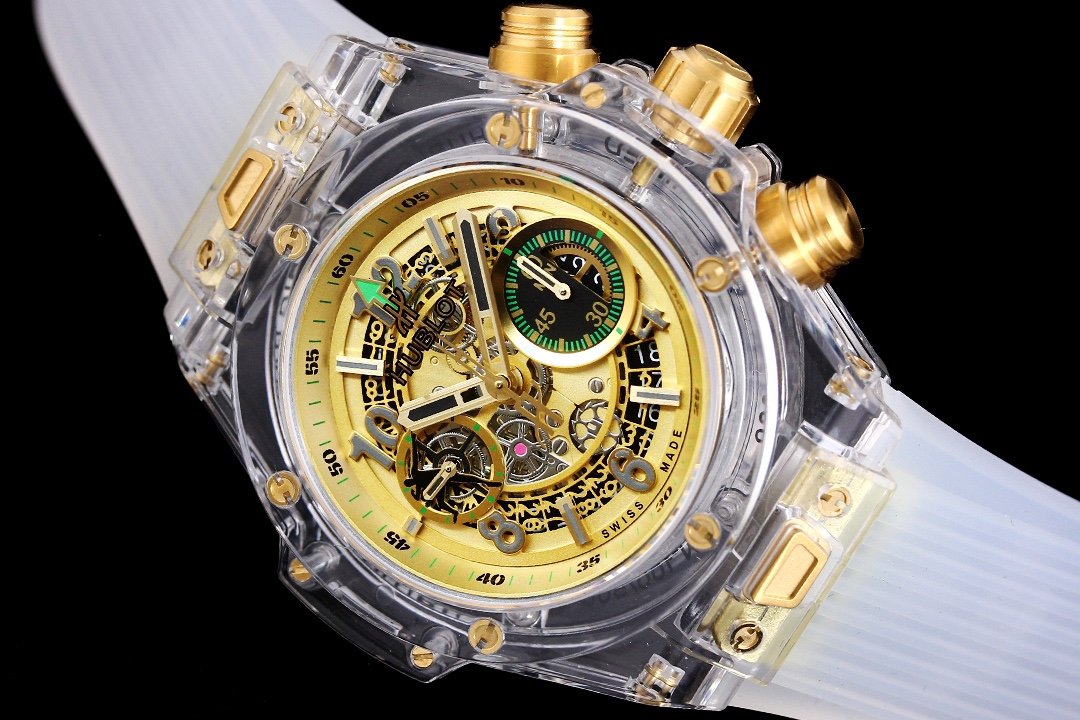BIG BANG UNICO 42 SAPPHIRE YELLOW DIAL WHITE BRACELET