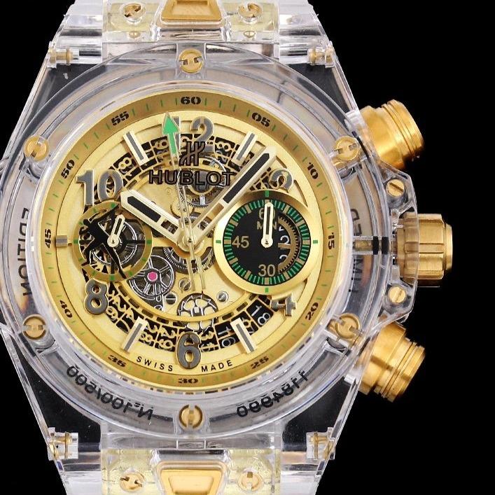 BIG BANG UNICO 42 SAPPHIRE YELLOW DIAL WHITE BRACELET