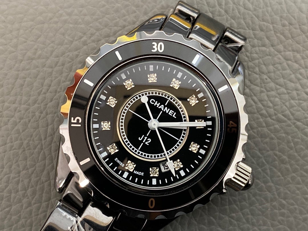 J12 38MM QUARTZ BLACK CERAMIC DIAMOND NUMERALS