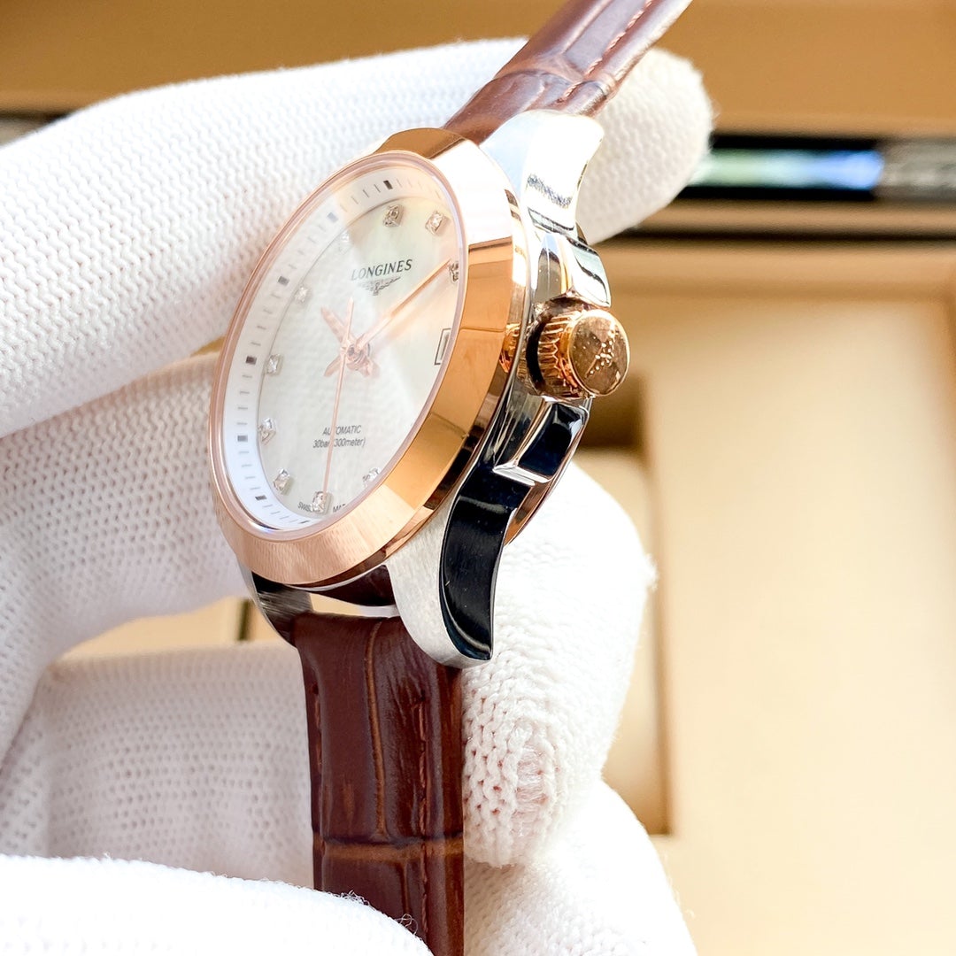 RECORD 32MM AUTOMATIC MOP DIAL LEATHER