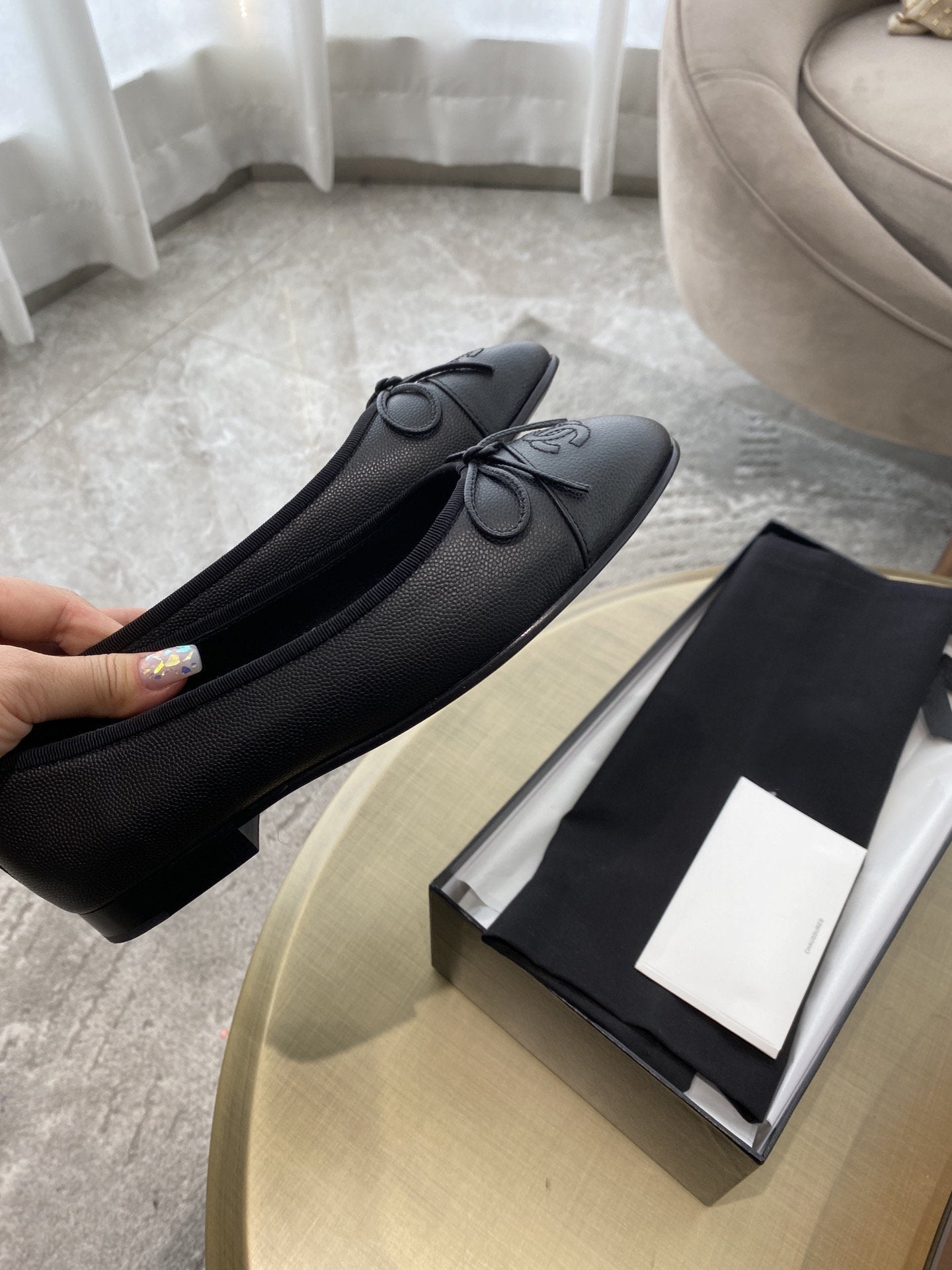 ballet flats grained calfskin