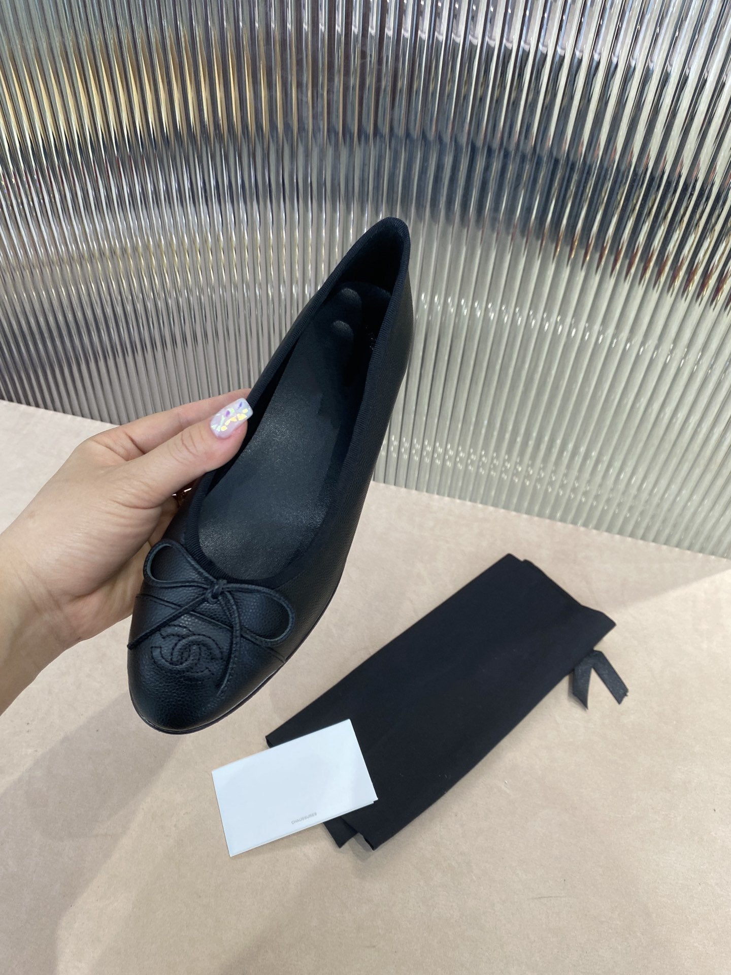 ballet flats grained calfskin
