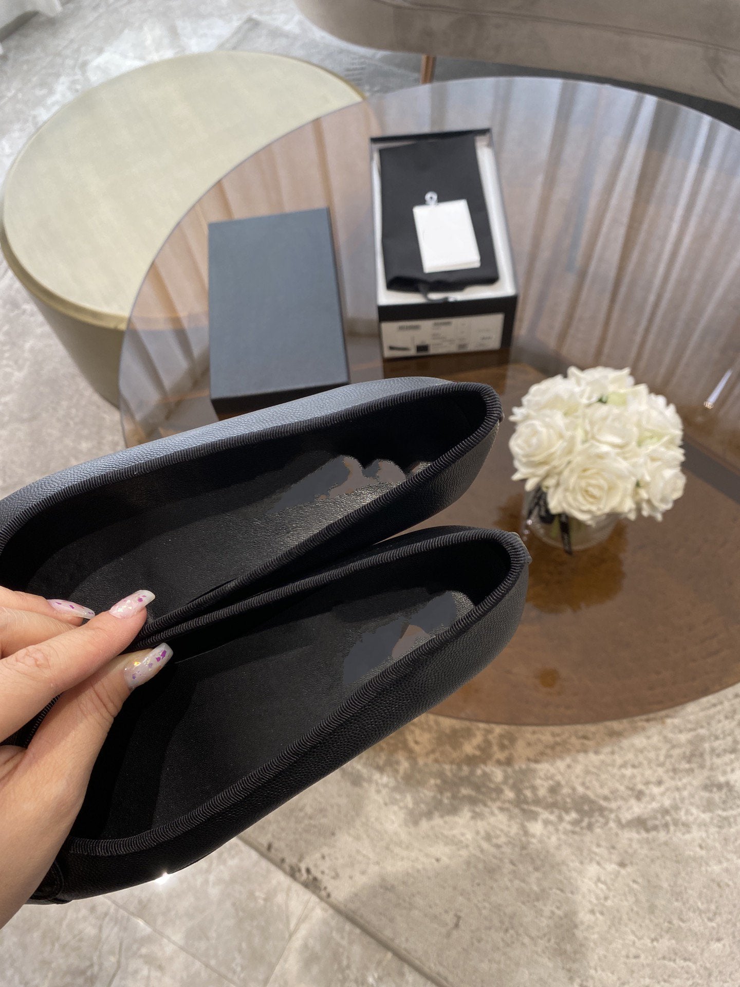 ballet flats grained calfskin