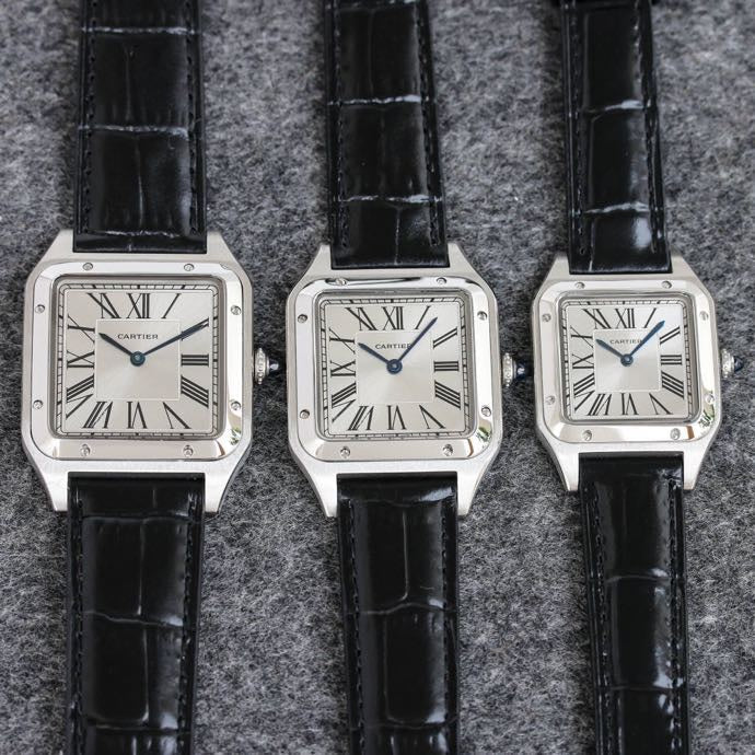 SANTOS DUMONT LADY SILVER CASE LEATHER STRAP