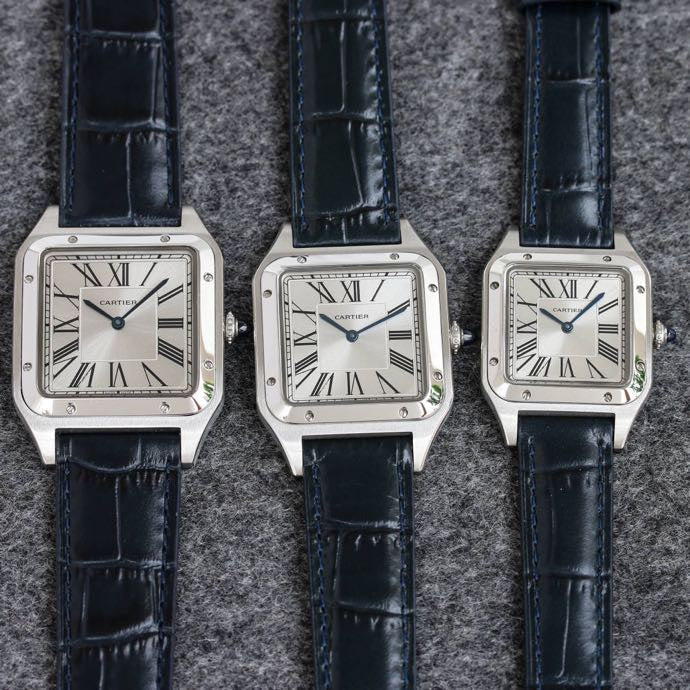 SANTOS DUMONT LADY SILVER CASE LEATHER STRAP