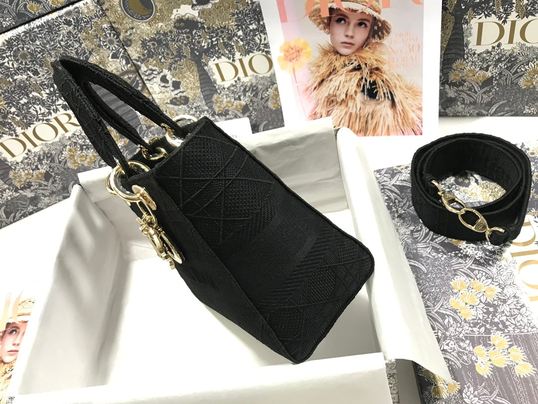 MEDIUM LADY D-LITE 24 BLACK CANNANGE EMBROIDERY