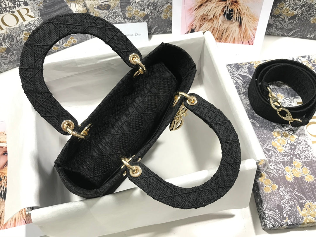 MEDIUM LADY D-LITE 24 BLACK CANNANGE EMBROIDERY