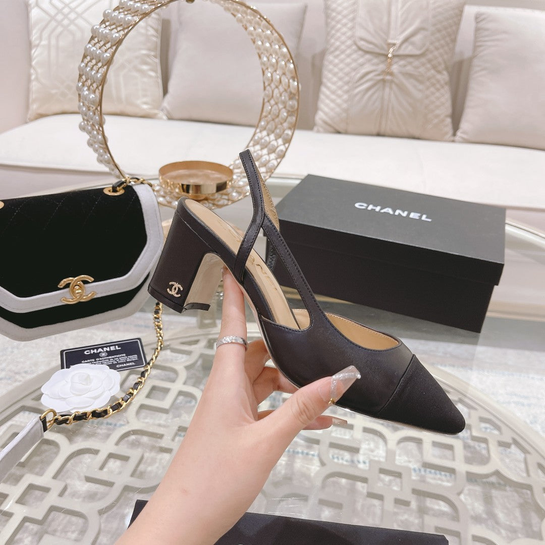 Chanel Slingback Pump Black Sheepskin 174550