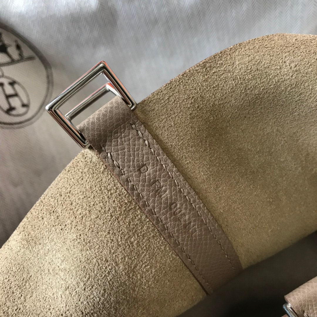 HM PICOTIN LOCK 18 TAUPE EPSOM WITH BRAID STRAP
