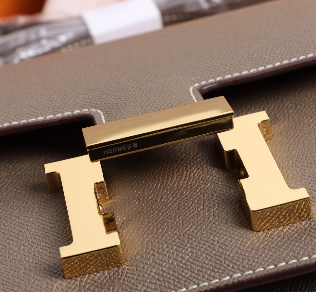 HM CONSTANCE BAGS 22 CHOCOLATE EPSOM GOLD HARDWARE