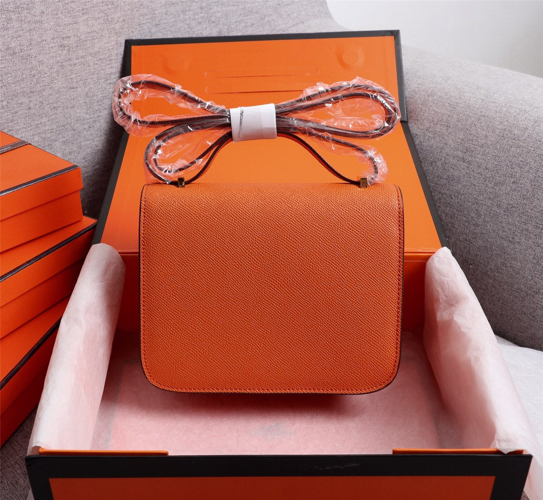 HM CONSTANCE BAGS 18 ORANGE EPSOM GOLD HARDWARE