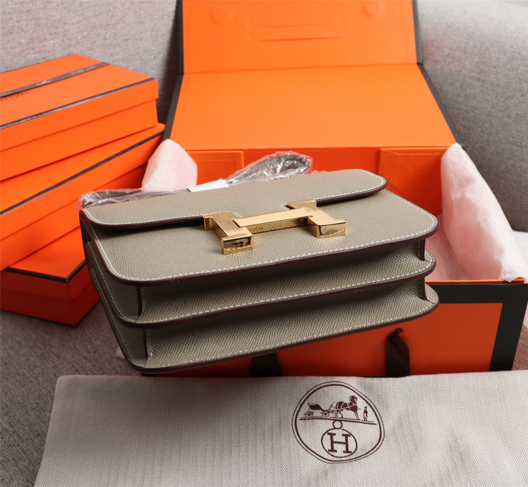 HM CONSTANCE BAGS 18 KHAKI EPSOM GOLD HARDWARE