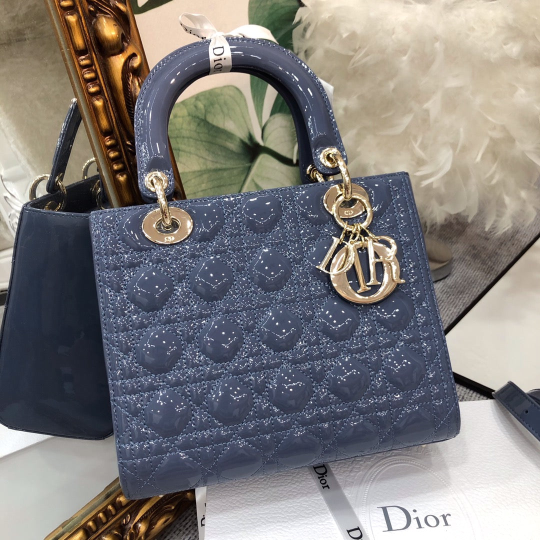 medium lady 24 patent calfskin
