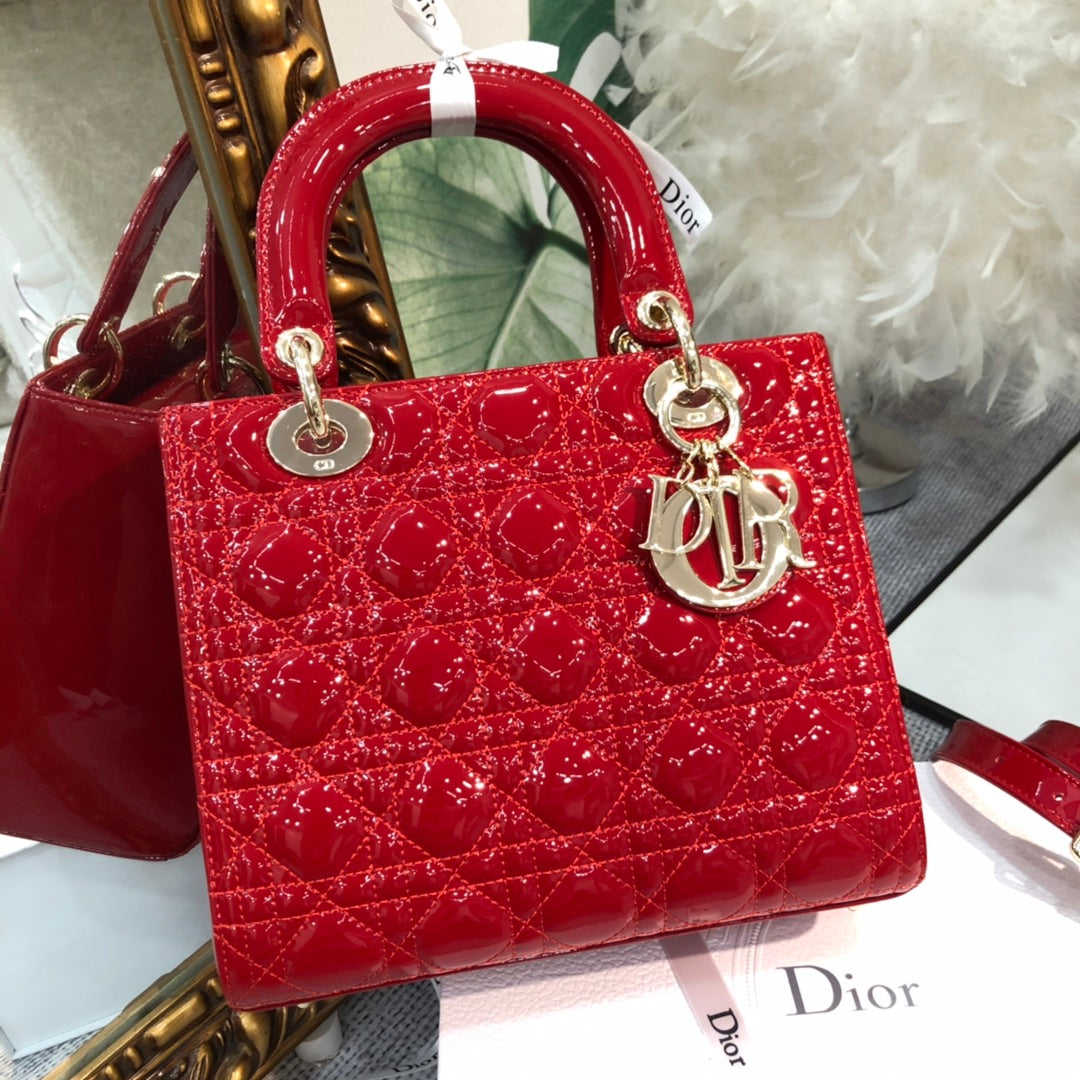 medium lady 24 patent calfskin