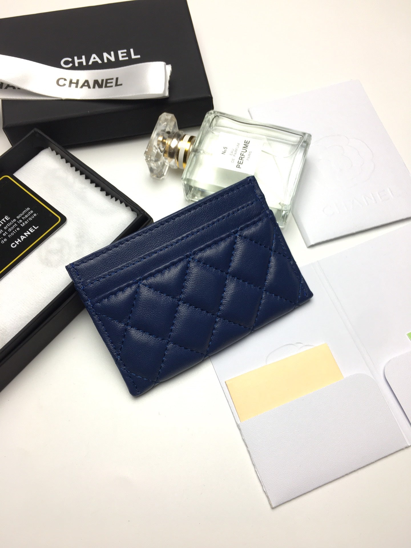 CC BOY CARD HOLDER 11.2 NAVY CALFSKIN GOLD ICON