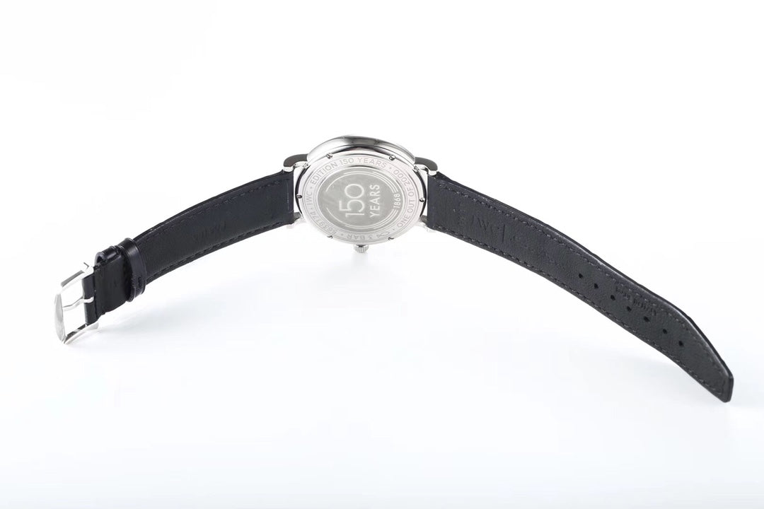 IWC Portofino 40mm White Dial Blue Numerals Black Leather