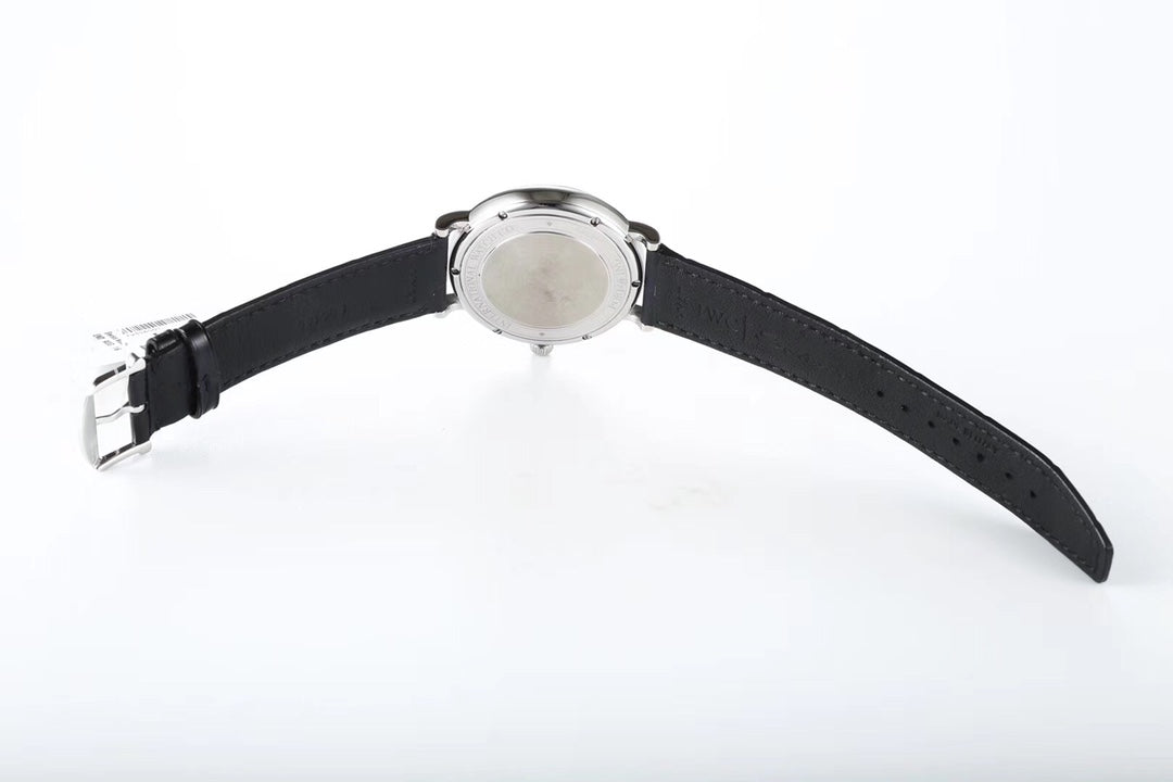 IWC Portofino 40mm Blue Dial Steel Case Black Leather
