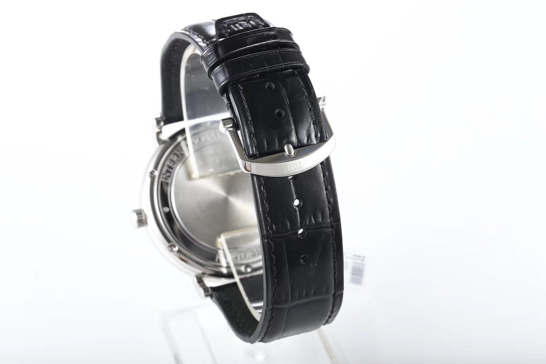 IWC Portofino 40mm Black Dial Steel Case Black Leather Strap