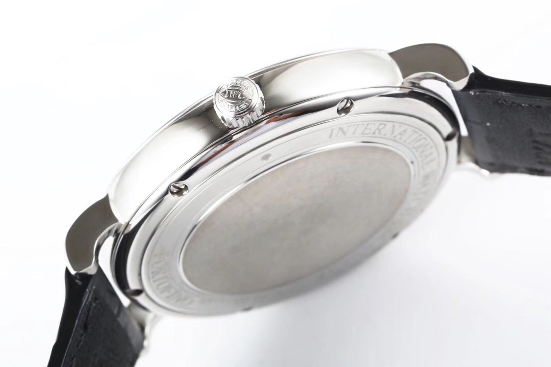 IWC Portofino 40mm Cream Dial Steel Case Black Leather Strap