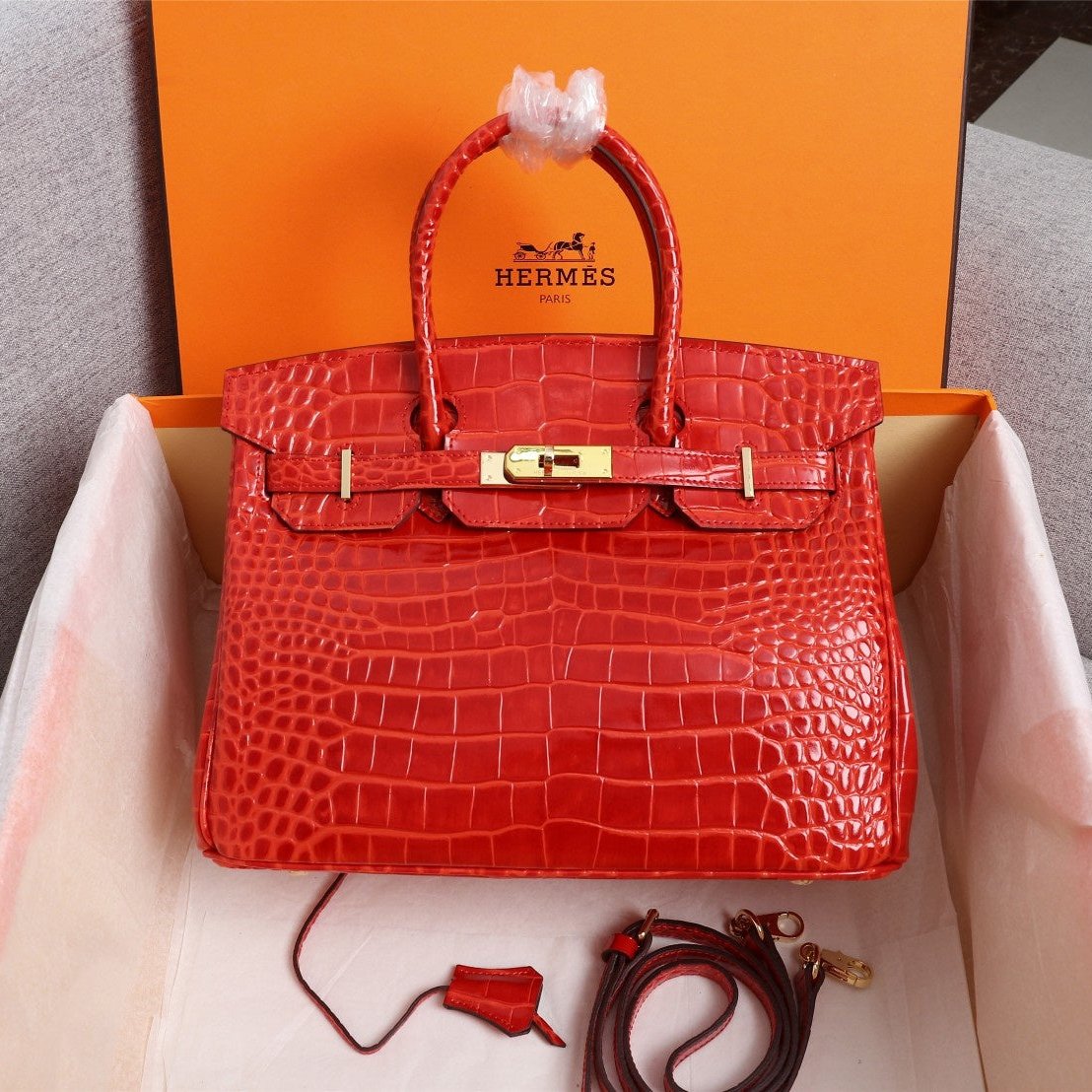 HM BIRKIN BAG 25 CROCODILE EMBOSSED CALFSKIN