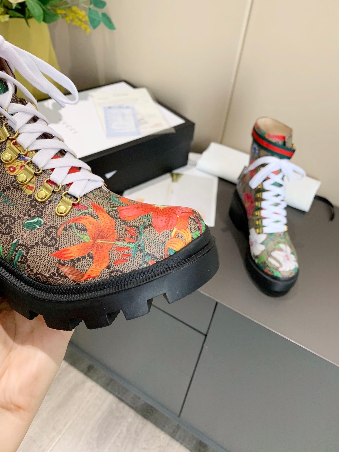GG ankle boots Multicolor Floral Sheepskin