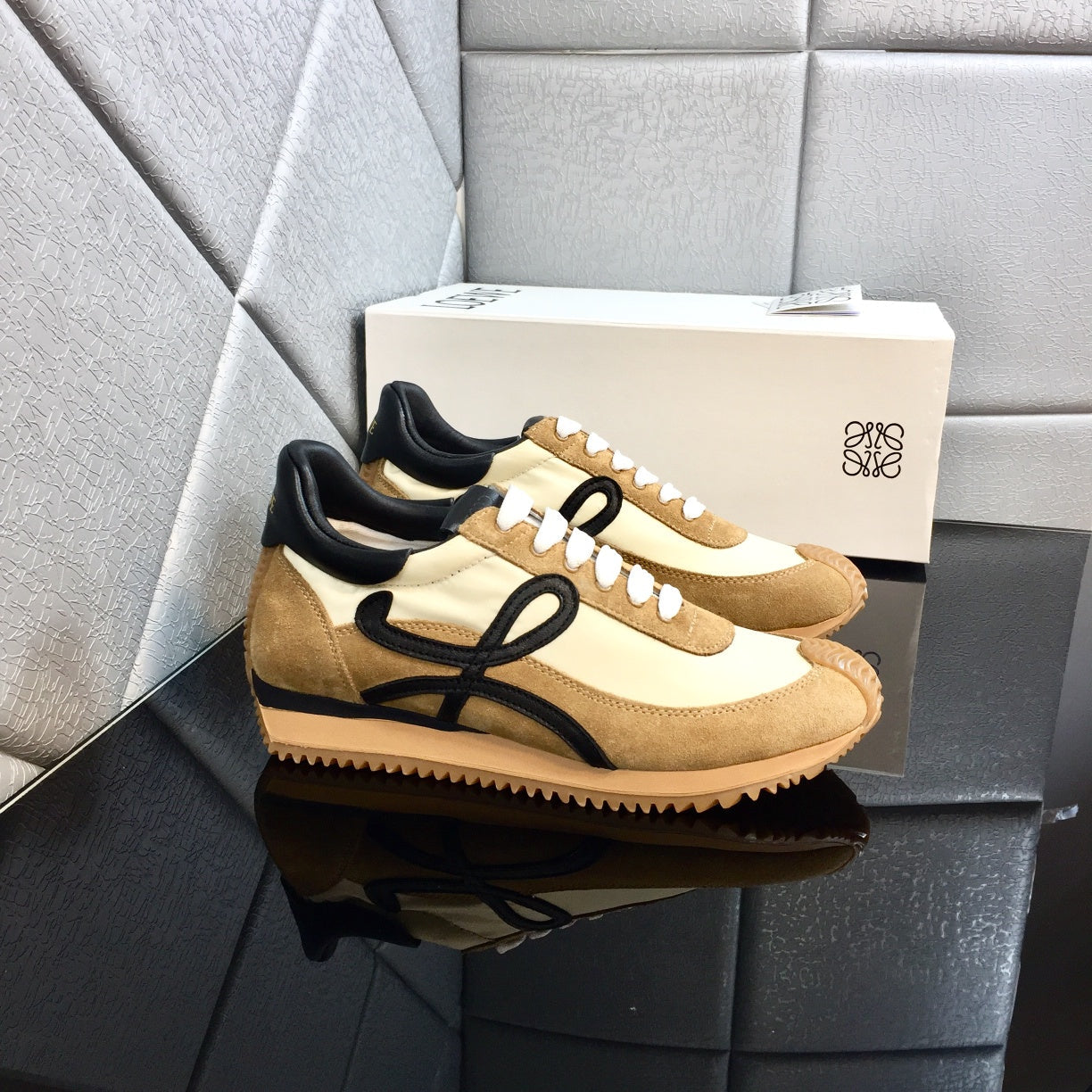 Loewe 2026 Flow Runner Sneaker Gold Black Nylon Suede 370920