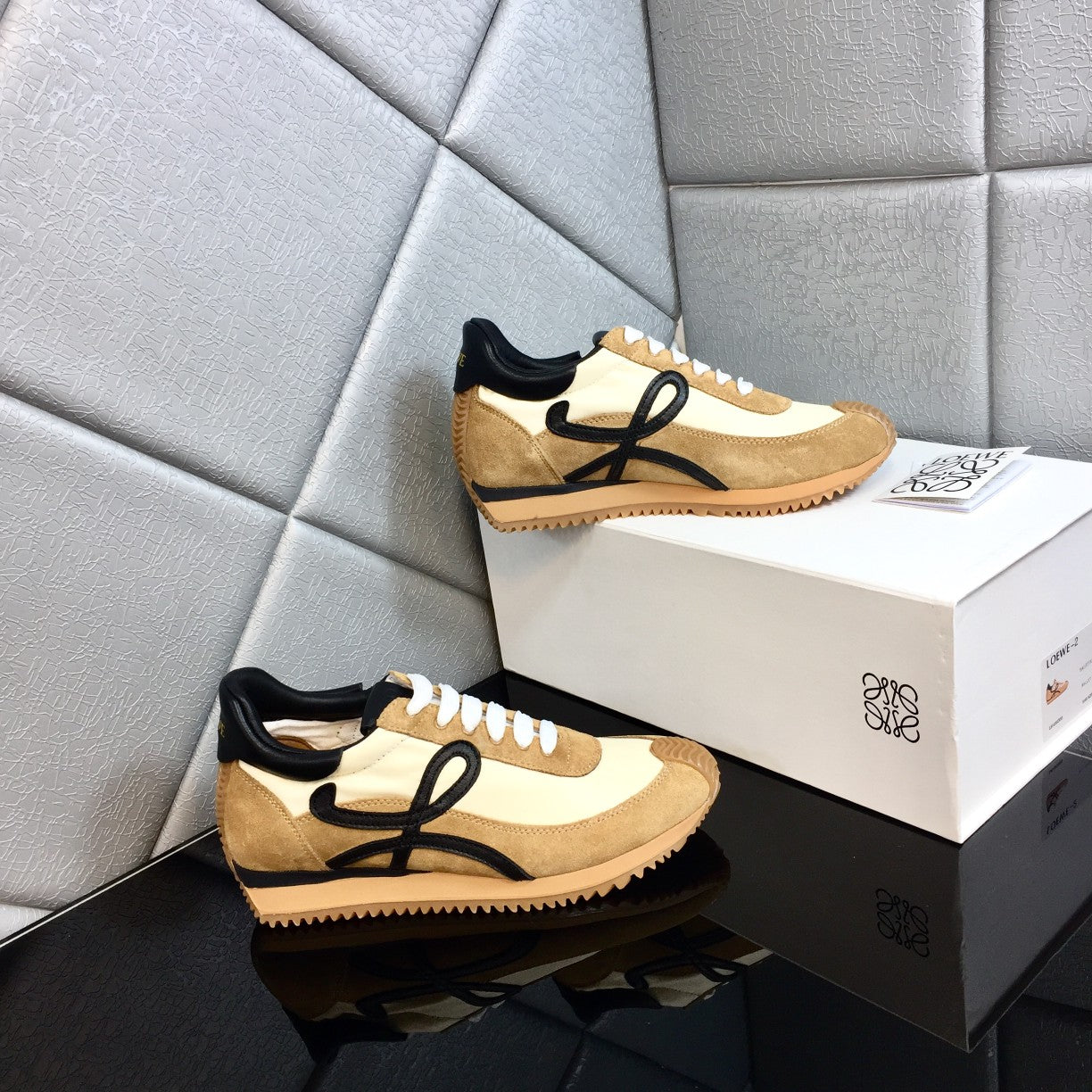 Loewe 2026 Flow Runner Sneaker Gold Black Nylon Suede 370920
