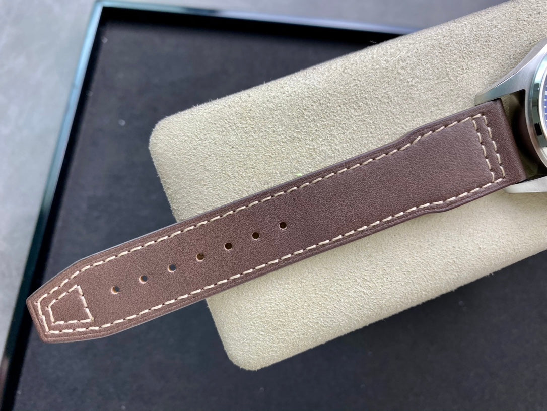 IWC Pilot 40mm Blue Dial Steel Case Brown Leather Strap