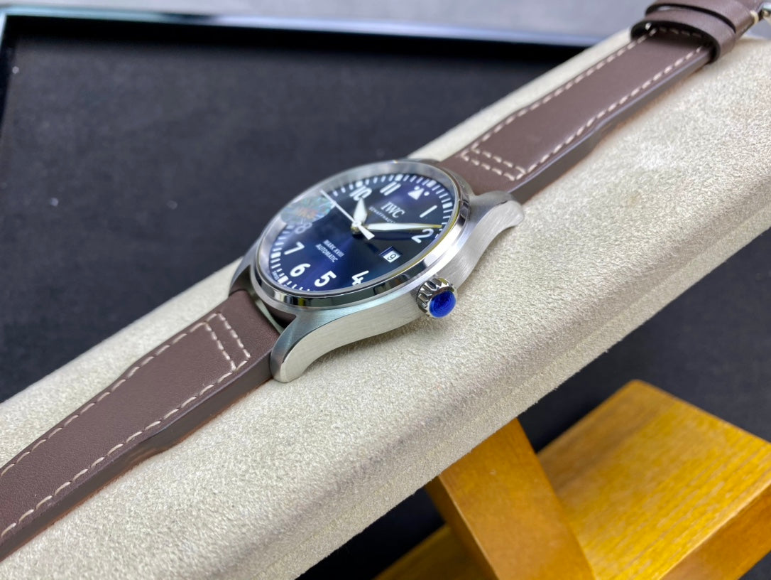 IWC Pilot 40mm Blue Dial Steel Case Brown Leather Strap