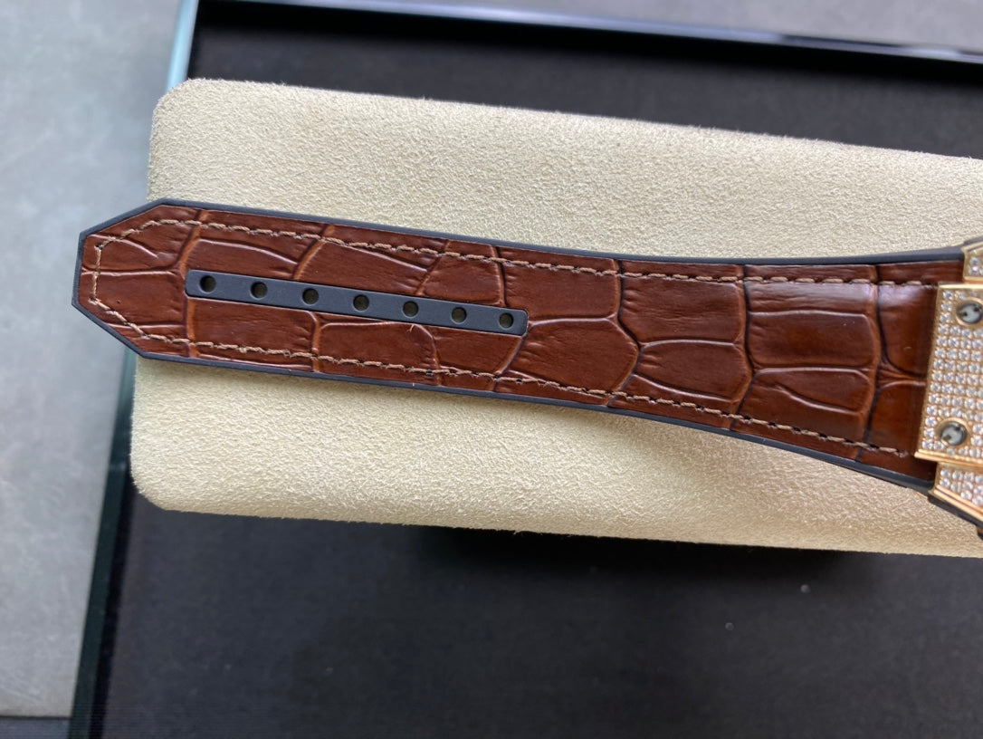 Hublot Spirit of Big Bang Diamond 42mm Watch Brown Leather Strap