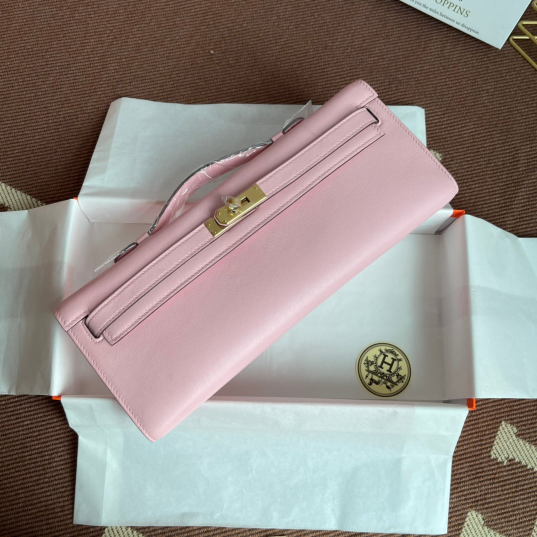 HM Kelly Cut 31cm Flamingo Swift Leather Ghw