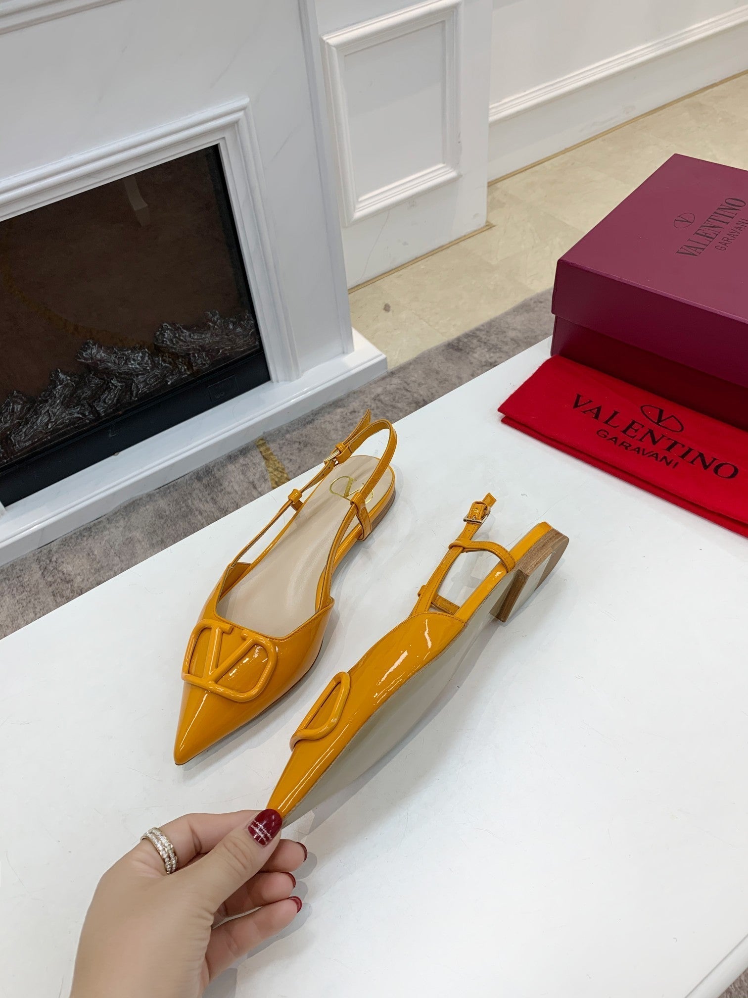 Valentino Slingback Pump 40MM Yellow Patent Leather 239910