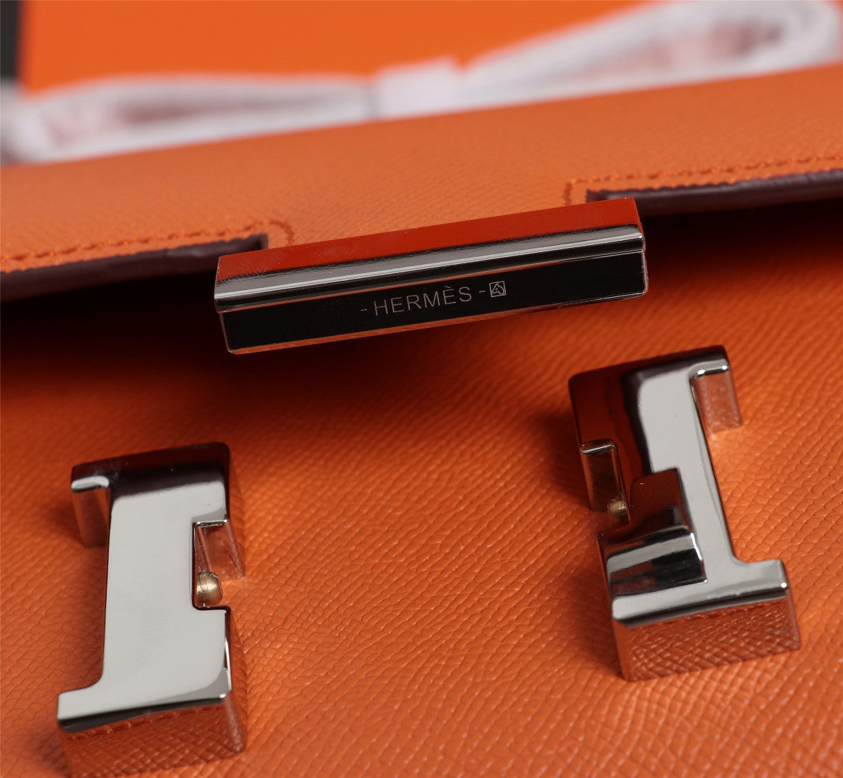 HM CONSTANCE BAGS 18 ORANGE EPSOM SILVER HARDWARE