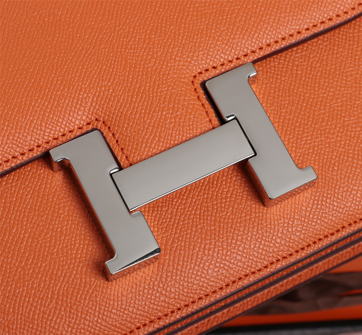 HM CONSTANCE BAGS 18 ORANGE EPSOM SILVER HARDWARE