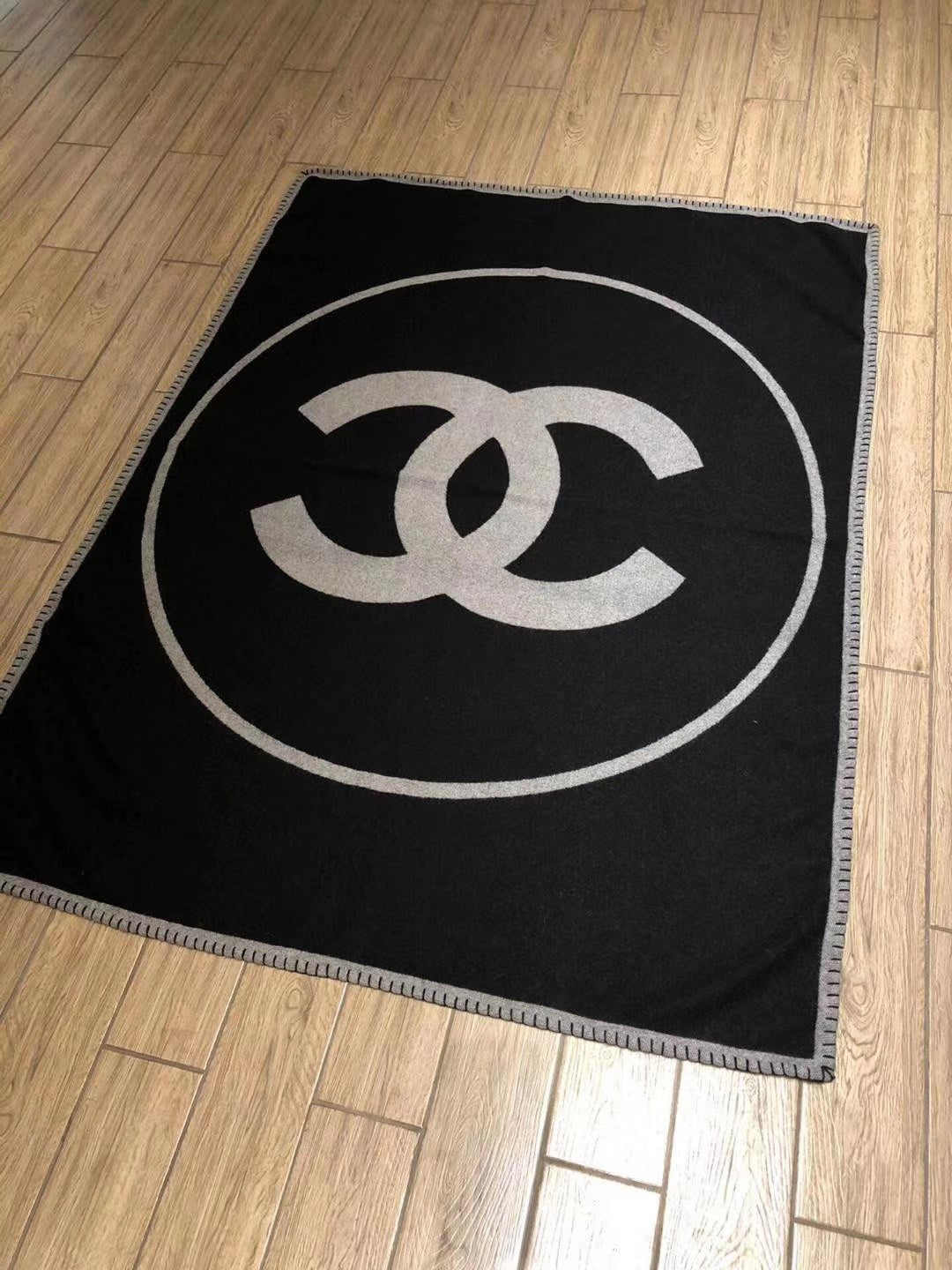 CC Merino Blanket Black Grey Wool Cashmere