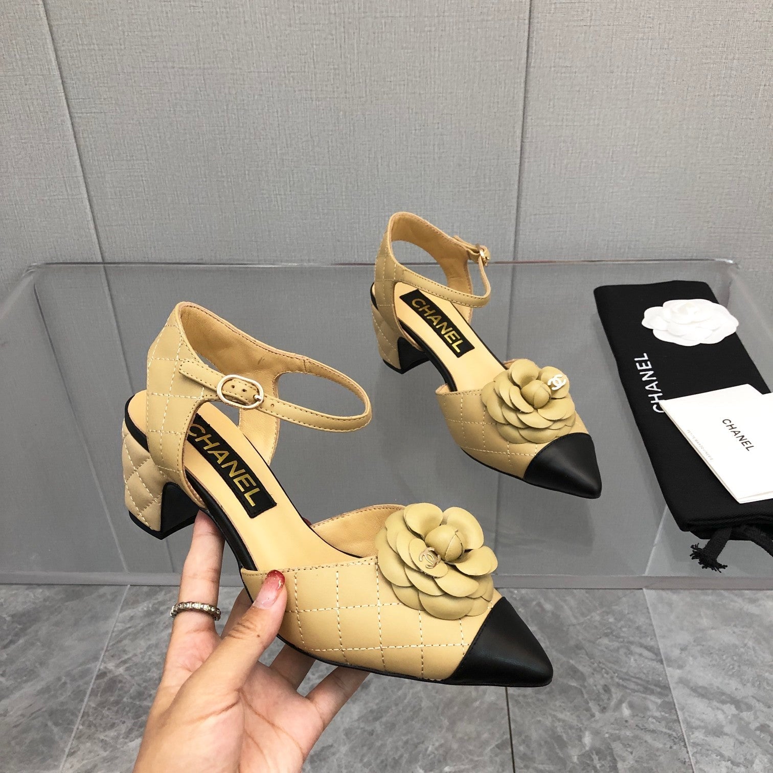 CC 25C 5CM Slingback Flats Buff Yellow Leather 213243