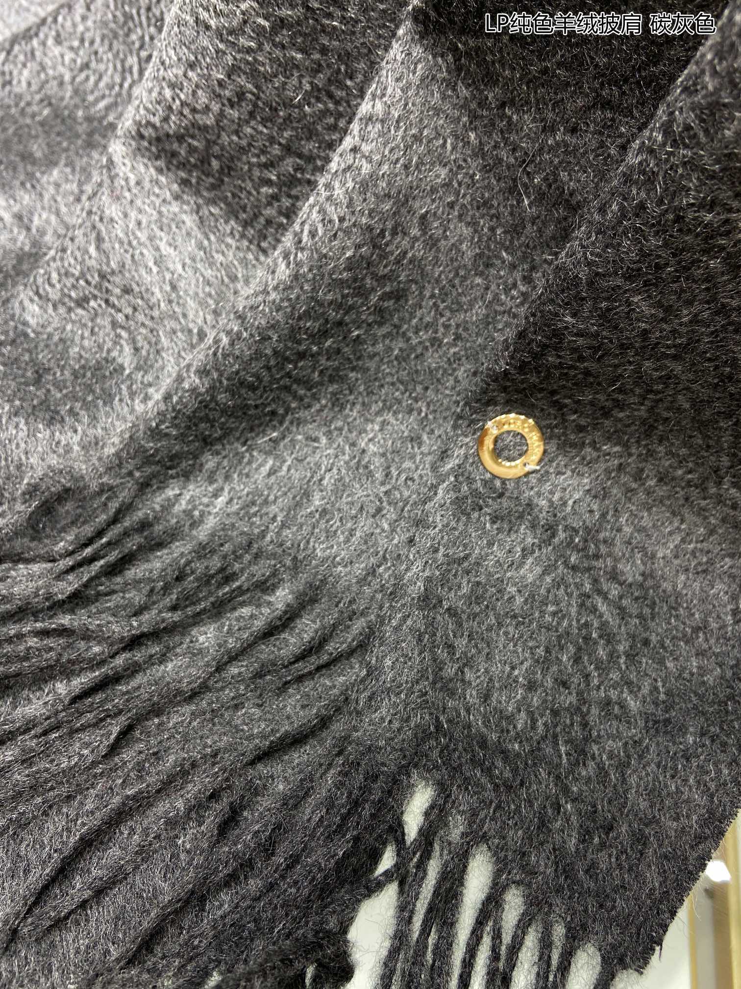LP Grande Unita Scarf 200 CM In Black Grey Cashmere 645516