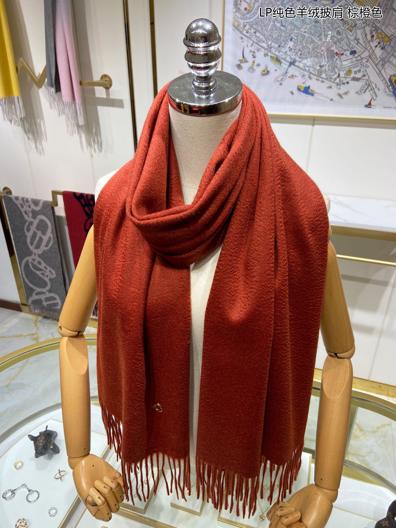 LP Grande Unita Scarf 200 CM In Gac Red Cashmere 645518