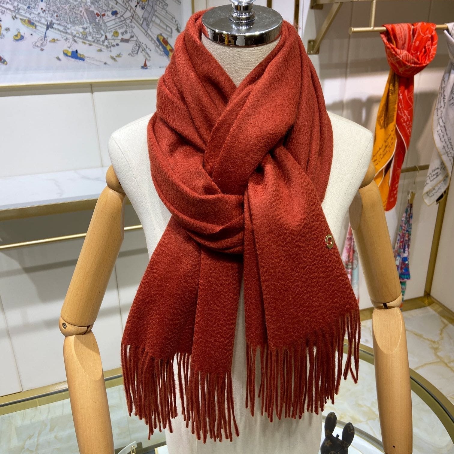 LP Grande Unita Scarf 200 CM In Gac Red Cashmere 645518