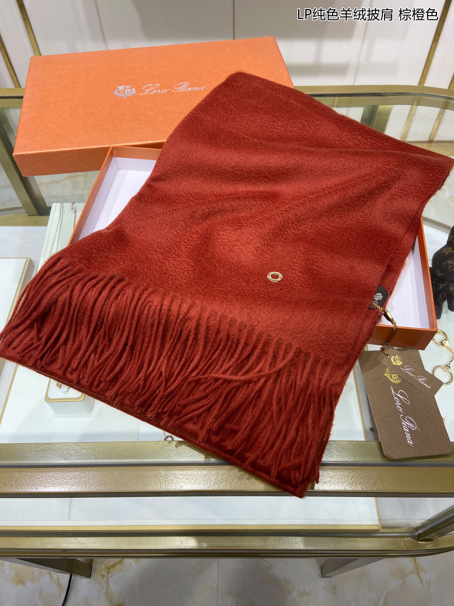 LP Grande Unita Scarf 200 CM In Gac Red Cashmere 645518