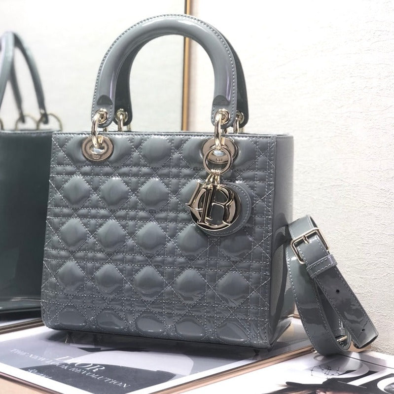 medium lady 24 patent calfskin
