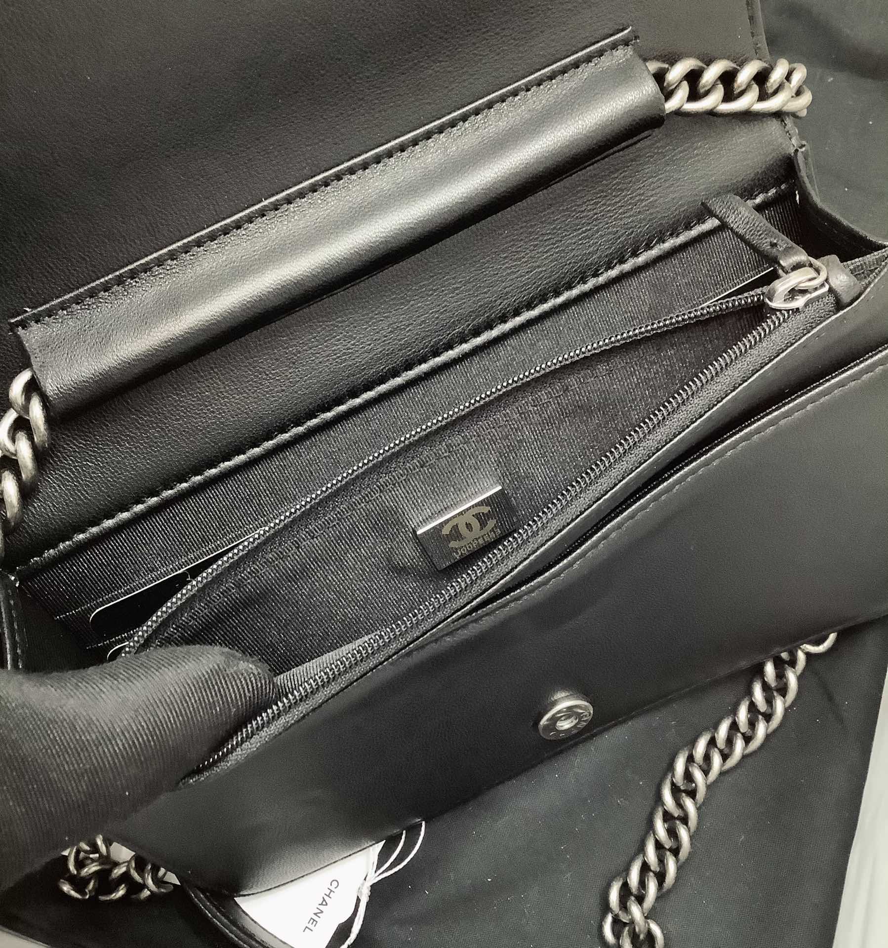 cc leboy woc 19cm black quilted lambskin silver hardware