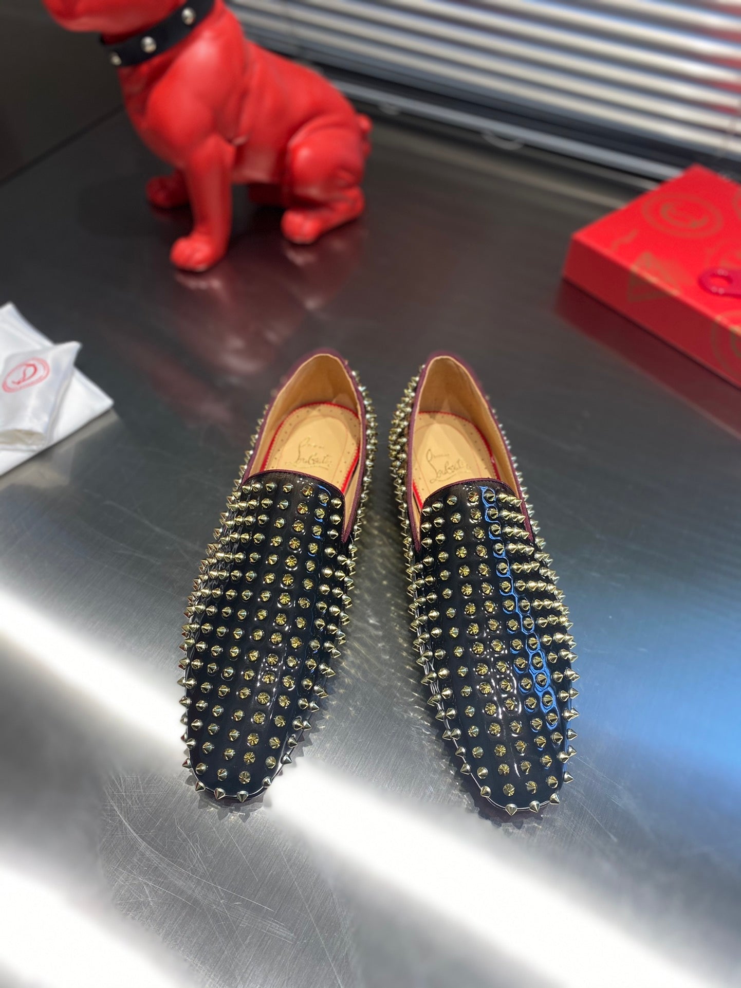 Christian Louboutin Dandelion Spike Loafer Suede Leather 863793