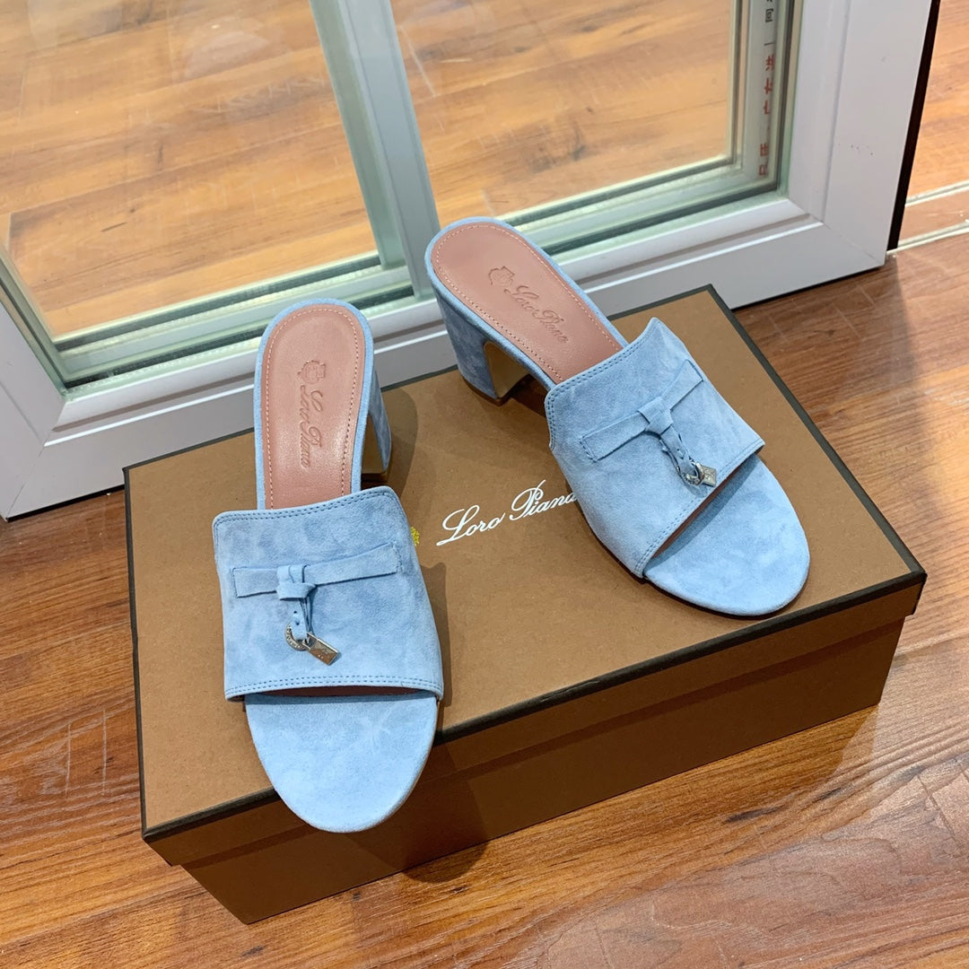 Summer Charms Mules 55mm Sky Blue Suede Pink Lambskin