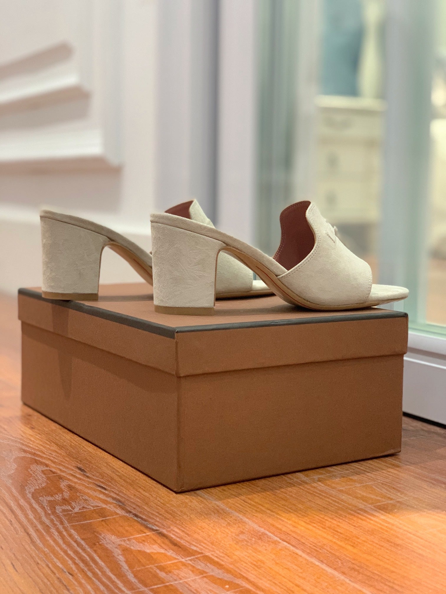 Summer Charms Mules 60 Earthy Gray Suede Pink Lambskin