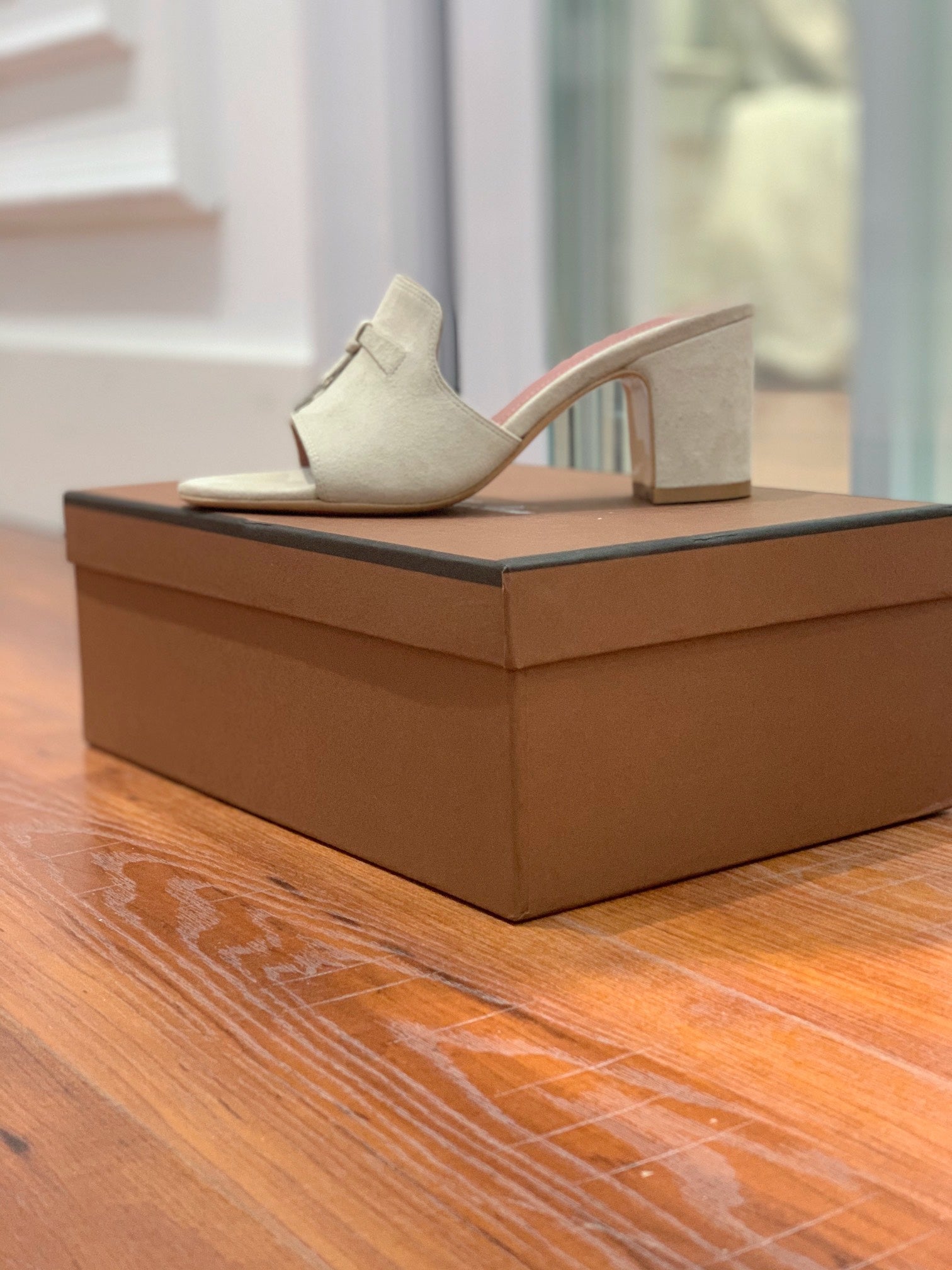 Summer Charms Mules 60 Earthy Gray Suede Pink Lambskin